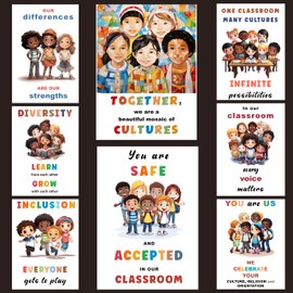 bqw bqw Diversity Posters for Classroom - 8 Multicultural Posters for Classroom, 11x17in Diversity Equity and Inclusion Posters, Multicultural Decorations, Diversity Poster, Diversity Decorations