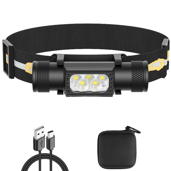 LED Headlight, High Brightness, Headlamp, USB Rechargeable, Compact, 2,200 mAh,