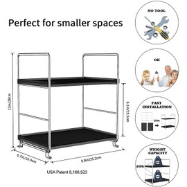 kaileyouxiangongsi Plastic/Metal Freestanding Stackable Organizer Shelf,Bathroom Countertop Storage Shelf Cosmetic Organizer Holder Kitchen Spice Rack,2-Tier Standing Rack (Silver & Black)