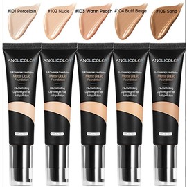 Oil Control Concealer Liquid Foundation for Long Lasting Makeup Foundation for all skin tones Gentle moisturizing natural skin tone liquid foundation Flawless Lightweight - Color: 101Porcelain