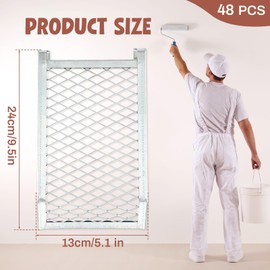 Landhoow 24 Pcs 1 Gallon Grid 4 Sided Metal Paint Bucket Grid Heavy Duty Paint Screen for Bucket Household Metal Paint Roller Grid, Silver