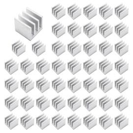 50pcs Aluminum Heatsink 10x10x10mm + Thermal Conductive Adhesive Tape Mini Small Heat Sinks for Cooling VRM GPU Stepper Driver Motor MOSFET Regulators