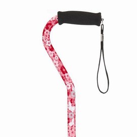 NOVA Designer Walking Cane with Offset Handle, Lightweight Adjustable Cane with Carrying Strap, Cane for Men and Women, Walking Canes for Balance, Pink Petal Power Design