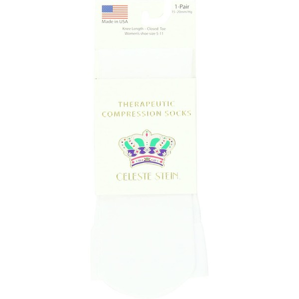 Celeste Stein Therapeutic Compression Socks, White, 15-20 mmhg, .6 Ounce