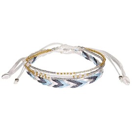 Stands Out, Supplying Outstanding Gifts Aloha Girls Womens Blue Gold And Silver Stacker Bracelet Woven Beads Festival Multi Layer Stack Jewellery