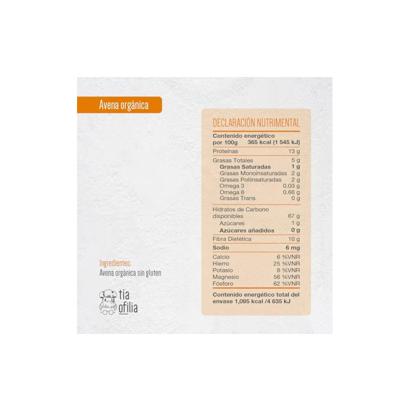 Tía Ofilia Avena Organica Sin Gluten 300 g