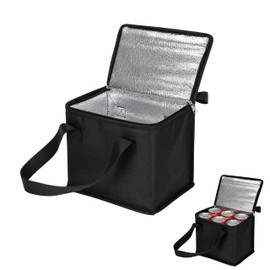 Small Cooler Bag, Cooler Bag Small, Ice Box For FoodTravel Fit For Office Meals & Picnic, Black Non-Woven Insulated Ice Bag For Food Travel, Compact 21 x 17 x 14 cm Aluminum Foil Travel Cool Box