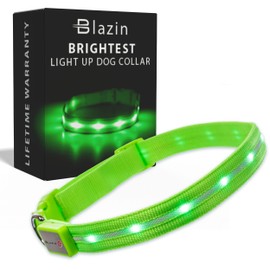 Blazin Light Up Dog Collar - The Original LED Dog Collar - USB Rechargeable - Waterproof - 1,000 Feet of Visibility - Dog Collar Light for Small, Medium, Large Dogs - US Brand