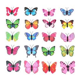 ERBO Pack of 50 Colourful Butterflies Decoration with Safety Pins, PVC Butterfly Brooch for Children's Room Decoration, Curtains, Dining Table, Office (no glue, random butterfly)