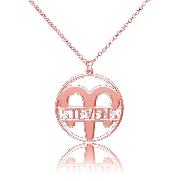LoEnMe Jewelry Zodiac Signs Aries 925 Name Personalized Women Custom