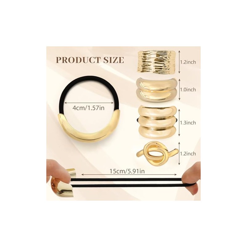 8 Pcs ligas para cabello de Metal,Elásticas Diademas Doradas Metal
