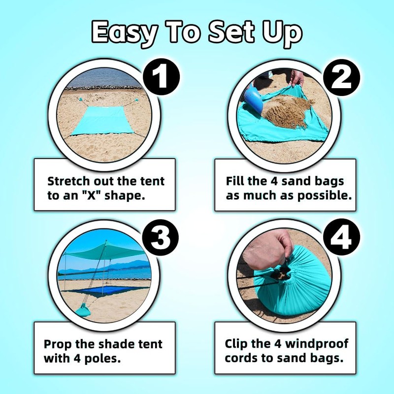 EasierHike Beach Shade Tent, 10 × 10 Ft Portable Easy