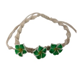 Caiyao Lovely Hawaiian Plumeria Rubra Braid Bracelet Tropical Flower Bohemia Luau Beach Party Bracelet Accessories for Women Gifts-Green