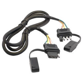 Oyviny Vehicle-Side and Trailer-Side 4-Pin Flat Wiring Harness 4 Ft, 4 Way Trailer Wire Harness Male Female Plug with Rubber Dust Cover 16AWG Pure Copper 4 Flat Trailer Extension 48-inch Wires