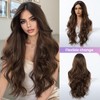 YOUGRACE Brown Wigs for Women Long Middle Part Glueless Natural