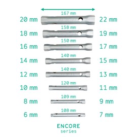 WIESEMANN 1893 81420 Pipe Socket Spanner Set 10 Pieces 6-22 mm for Working on the Tap, Spark Plugs and Much More I in Practical Roll Bag