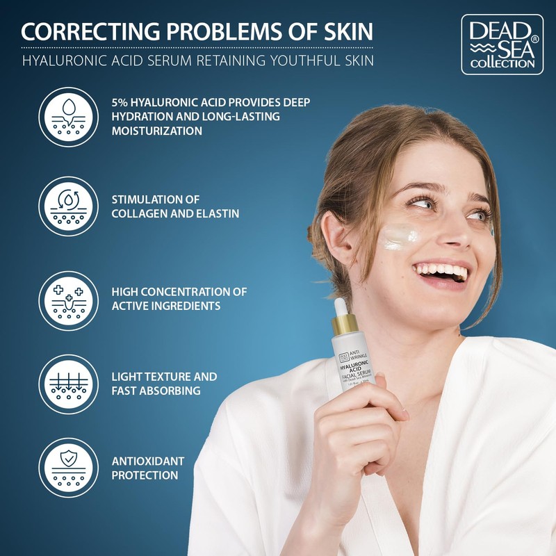 Dead Sea Collection Serum for Face with 3X Collagen, Dead