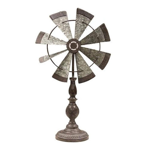 CWI Gifts Rustic Windmill Pedestal, Multicolored