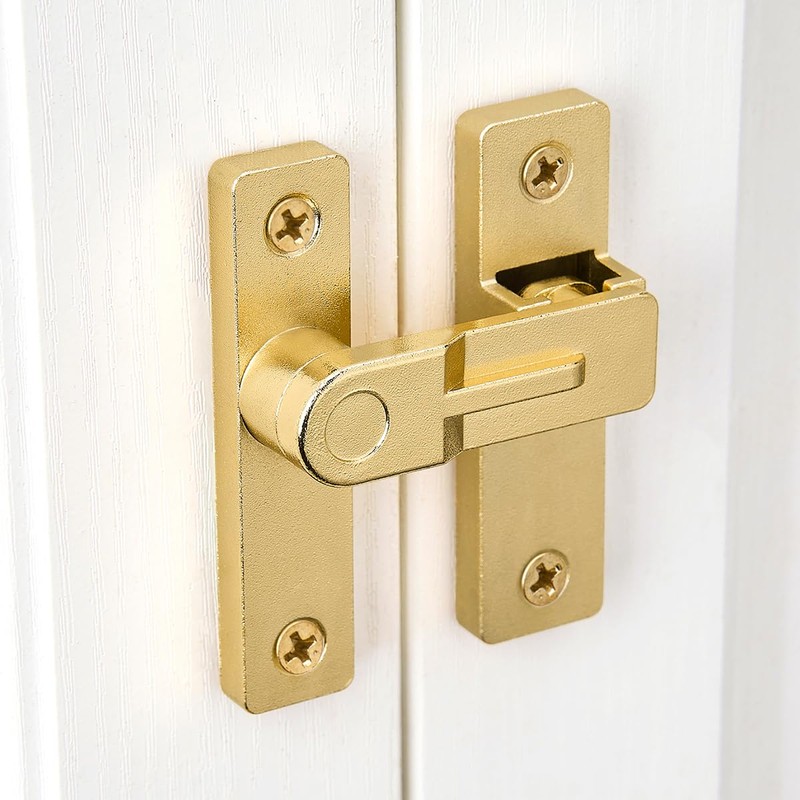 INIRET 180 Degree Flip Barn Door Lock, Gold Heavy Duty