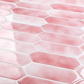 FunStick Pink Peel and Stick Backsplash for Kitchen Wall 12"x12" Long Hexagon Pink Backsplash Tile Peel and Stick Back Splash Stick on Tiles for Kitchen Bathroom Shower Waterproof Back Splash 5-Sheet