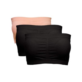 Avondii Women's Bra Set Bandeau Top Large Sizes Strapless Push Up with Inserts Pads, Multicoloured3
