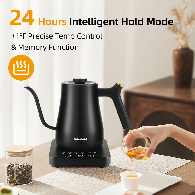 Panana Electric Gooseneck Kettle, Electric Tea Kettles Temperature Control ±1℉