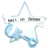 BABY'S 1ST BOY BLUE RATTLE STAR CHRISTMAS ORNAMENT GIFT PRESENT SHOWER