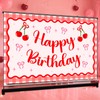 Large Cherry Birthday Banner 70.8 x 43.3 Inch Coquette Bow