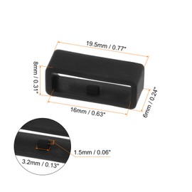 HARFINGTON 6pcs Watch Strap Loop Fastener Rings 16mm, Black