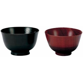 Toide Lacquerware Soup Bowl, Black & Vermilion, Diameter 4.5 inches (11.5 cm), "Den" TUSTAE 6050, Set of 2