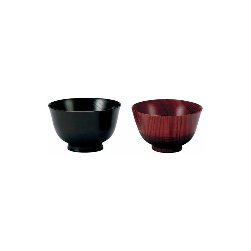 Toide Lacquerware Soup Bowl, Black & Vermilion, Diameter 4.5 inches