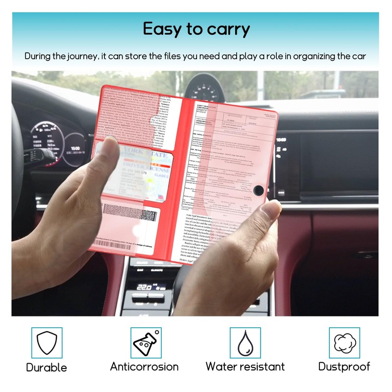 Dickno Car Registration and Insurance Holder, 10.39''×9.56'' Essential Auto Card