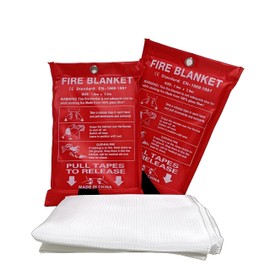 Kingjie Emergency Fire Blanket for Home and Kitchen - 2 Pack - 40"x40" Fiberglass Fire Blanket, Flame Suppression Fore Blanket for House Camping Car Office Warehouse