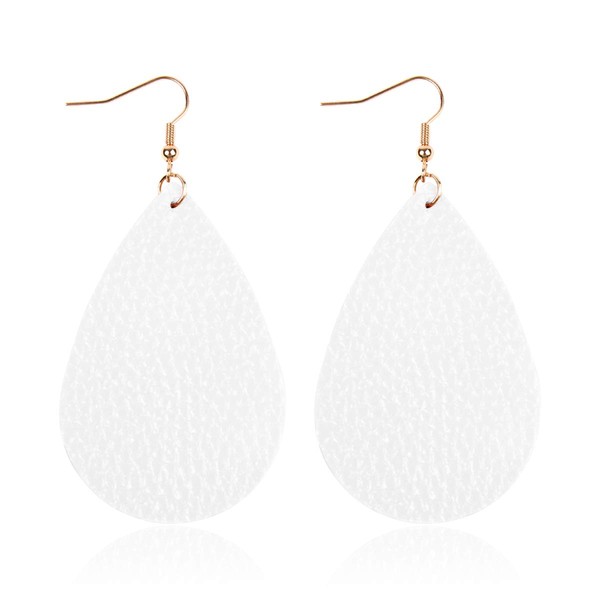 Bohemian Lightweight Genuine Real Leather Geometric Drop Statement Earrings -