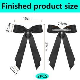 QZKJQDD 2 Pcs Bow Hair Clips, Silky Satin Hair Bows Clip, Black Bows, Hair for Women Girls, Metal Clips Bow for Women Girls Toddlers Teens Kids (Black)