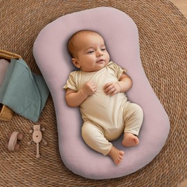 Deppon Muslin Baby Lounger Cover 2 Pack, Organic Cotton Newborn Lounger Cover, Soft and Breathable Baby Nest Slipcover for Boys Girls, Beige and Pink