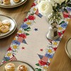 4th of July Summer Flower Cat Table Runner , Linen