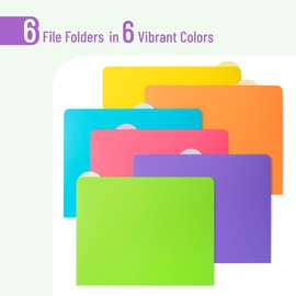 Mr. Pen- File Folders Letter Size, 6 Pack, Vibrant Colors, 1/6-Cut Tab, Colored File Folders, Office File Folder, Colored Folders