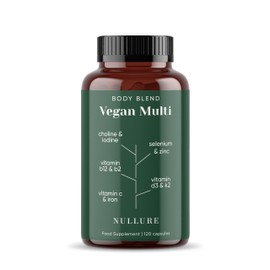 Vegan Multivitamin Tablets for Women and Men Nullure All-in-One | 4 Months | Formulated for Vegan and Vegetarian Diets | Vitamin B12 + D3 + K2 + Iron + Iodine + Zinc | Third Party Tested