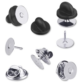 60 Pairs Tie Tack Pin Backs with Blank Pins, FineGood 30 Sets Metal Butterfly Cluth Pin Keepers Pin Locking Clasp & 30 Sets PVC Rubber Pin Backing Holder Cap with Pins