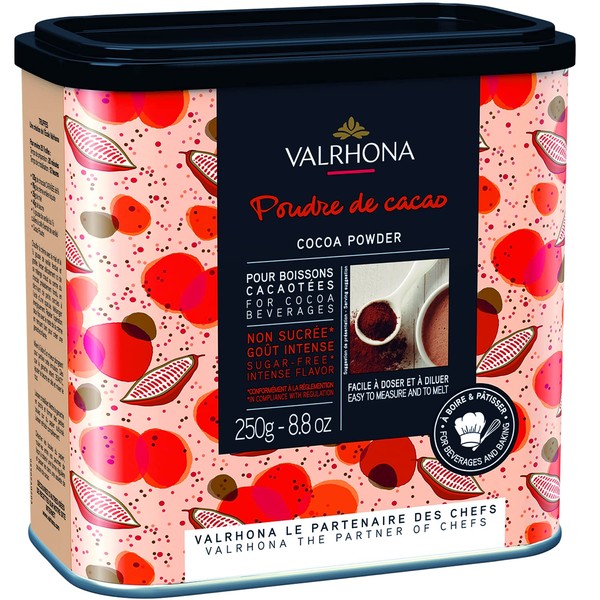 Valrhona Dutch Processed French Cocoa Powder. Chef’s Choice Cocoa Powder. Warm, Red Color, Pure, Dark, Intense Flavor. Poudre de Cacao. Great for Desserts and Hot Chocolate. Kosher. 250g (Pack of 1)