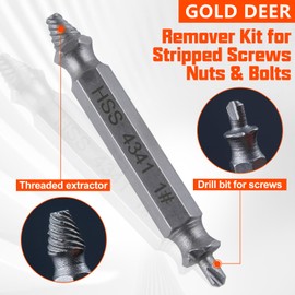 GOLD DEER 6Pcs Titanium Damaged Screw Extractor Set Damaged Screw Extractor Set Remover Kit Essential Professional Tool Kit for Effortless Removal of Damaged Screws, Nuts & Bolts