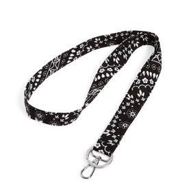 Vera Bradley Women's Cotton Wide Lanyard, Black Bandana Medallion - Recycled Cotton, One Size