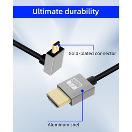 YANBORONSN 4K Down Angle Micro HDMI to HDMI Coiled Cable 3FT, 270 Degree Short HDMI to Micro HDMI Cable, Spring Spiral HDMI 2.0 Cable 4K@120Hz 18Gbps for Camera/Camcorder/HDTV/Tablet