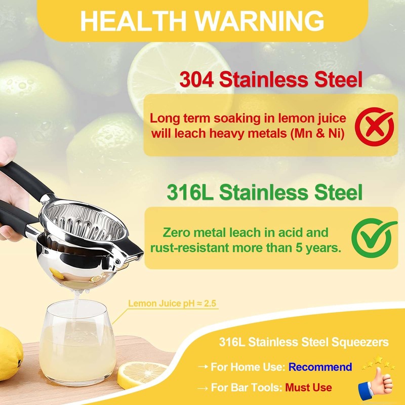 ZNCZHZN Premium Lemon Squeezer, Upgrade 316L Stainless Steel Lemon Juicer,