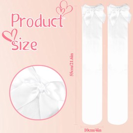 JoyrnalK White Thigh High Stockings - Opaque Over Knee Socks With Bows