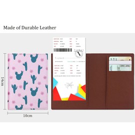 Versatile Passport and Travel Pad Faux Leather Durable Easy Care Credit Card Protective Cover Waterproof Passport Holder for Men and Women, Cactus