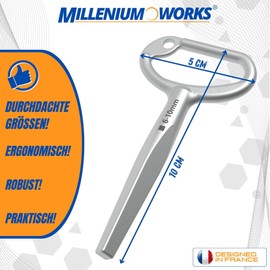 Millenium Works Conical Square Key with External Square | Square Socket Wrench | External Square Key | 6-10 mm