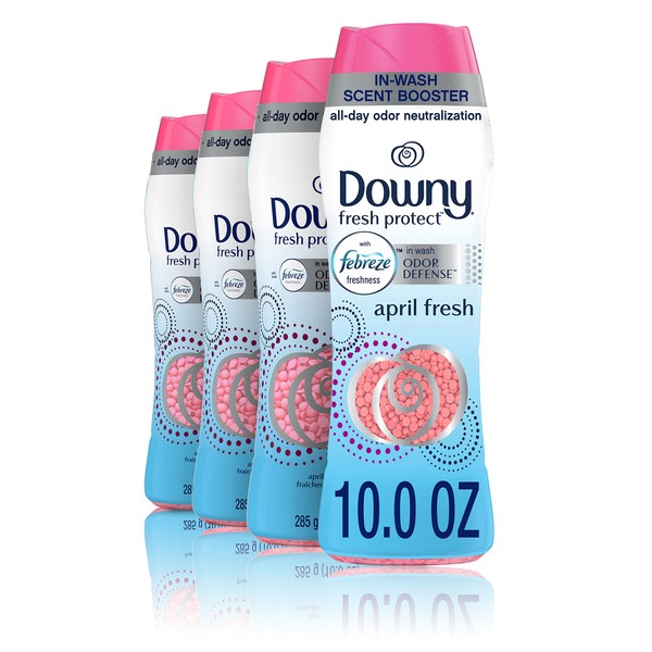 Downy Fresh Protect Laundry Scent Booster Beads for Washer with Febreze Odor Defense, April Fresh, 10 oz, 4 Count