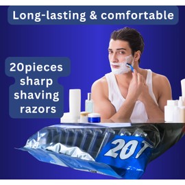 Men’s Razor (20 pack) Double Blade Blue Razor Disposable Razors for Men Women Shaving Razor Blades Chrome Coating Sharp Blades Facial Hair Removal Shaver